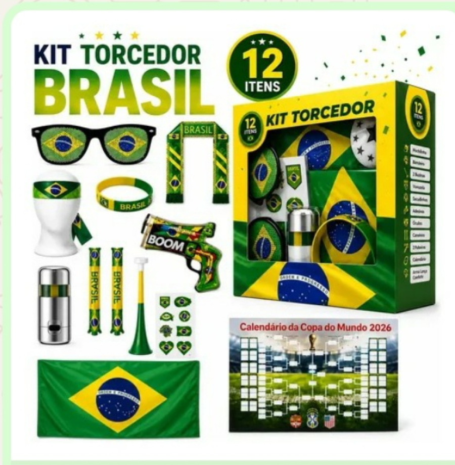 Kit Torcedor Brasil: de R$ 79,99 por R$ 39,90 (corra e pegue o seu)